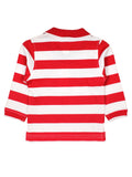 Red White Strip Collared Full Sleeve T-shirt