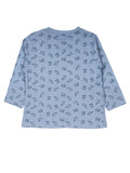 Blue Cat Print Full Sleeve T-Shirt