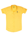 Yellow Band Collar Half Sleeve Shirt