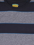 Blue Grey Round Neck Strip T-shirt