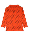 Orange Full Sleeve Top With Collared