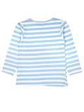 Blue White Strip Full Sleeve Top With Cat Print