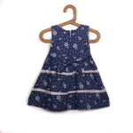 Girls Blue Printed Cotton Frock