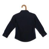 Boys Long Sleeve Navy Blue Shirt With Embroidery