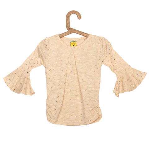 Girls Cream Top With Frill Sleeves