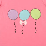 Balloon Print Half Sleeve Pink Top