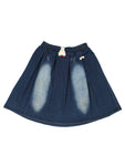 Mild Distressed Deep Blue Denim Skirt