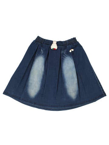 Mild Distressed Deep Blue Denim Skirt