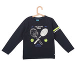 Full Sleeve Black Tennis Print Tshirt