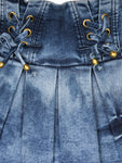 Mild Distressed Mid Length Denim Skirt