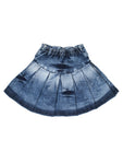 Mild Distressed Mid Length Denim Skirt