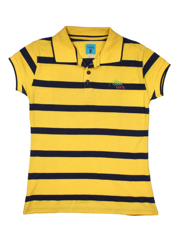 Yellow Striped Collared Top