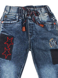 Deep Blue Mild Distressed Jeans With Patch