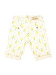 Cream Lemon Print Cotton Shorts