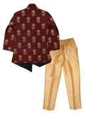 Maroon Gold Kurta Coat With Pajama