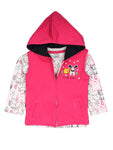 Pink Hooded Sleeveless Jacket With Printed T-Shirt & Blue Jeans