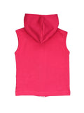 Pink Hooded Sleeveless Jacket With Printed T-Shirt & Blue Jeans