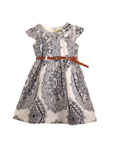 White Printed Cotton Frock