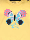 Yellow Butterfly Print Sweatshirt With Cream Lower