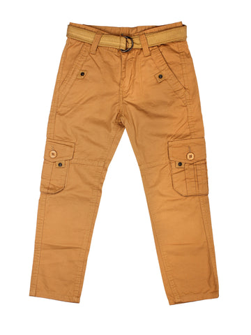 Khaki Cargo Trousers With Canvas Belt