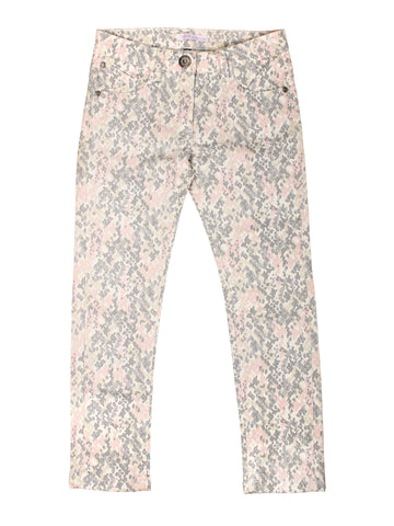 Floral Print Cotton Jeans