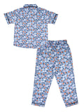 Blue Floral Print Night Suit