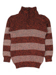 Maroon White Striped Full Sleeve Sweater