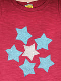 Maroon Blue Star Print Cotton Top