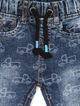 Blue Distressed Elastic Waist Jeans
