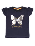 Navy Blue Sequin Butterfly Top