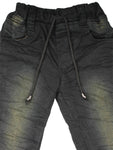 Dark Green Distressed Elastic Waist Jeans