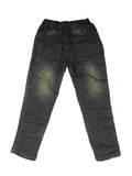 Dark Green Distressed Elastic Waist Jeans