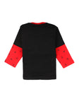 Quilted Black Sweatshirt With Red Lower