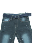 Mild Distressed Blue Jeans With Canvas Belt