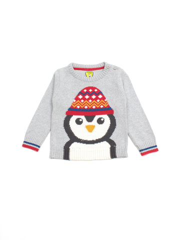 Grey Penguin Round Neck Sweater