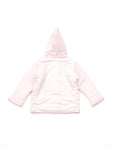 Pink Teddy Print Front Open Hood Sweatshirt With Lower