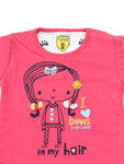 Pink Little Girls Print Sweatshirt With Lower