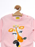 Pink Giraffe Round Neck Sweatshirt