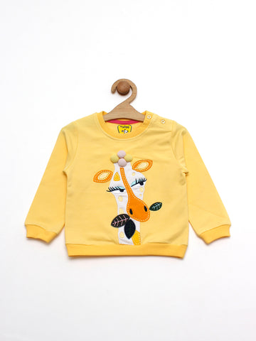 Yellow Giraffe Round Neck Sweatshirt