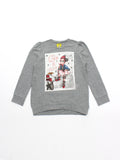 Girls Grey Printed Full Sleeve Top